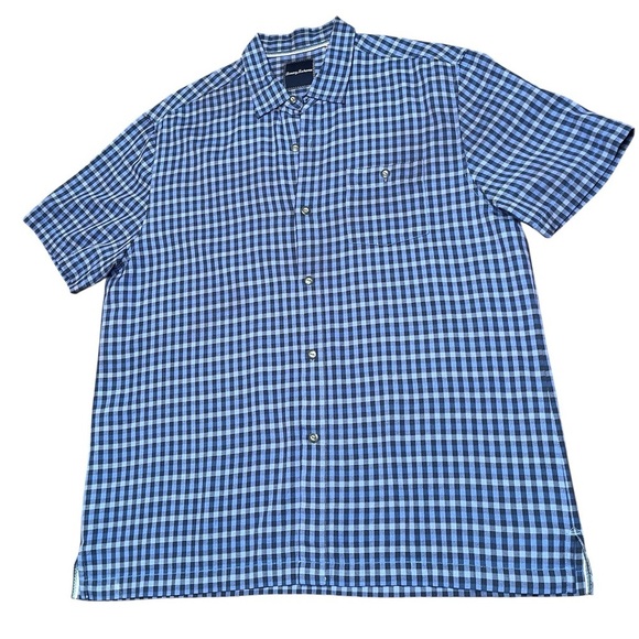 Tommy Bahama 100% Silk G'day Gingham Camp Shirt Blue Size XL - Picture 2 of 13